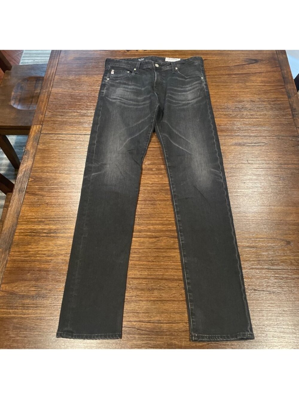 AG Tellis Slim Jean Mens 32x33.5 Black Distressed AG-Ed Denim Stretch LBK #41